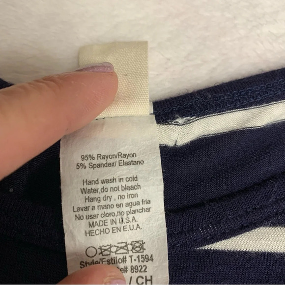 7th Ray size small blue/white striped top cute lace down the back & on sides - Picture 7 of 8